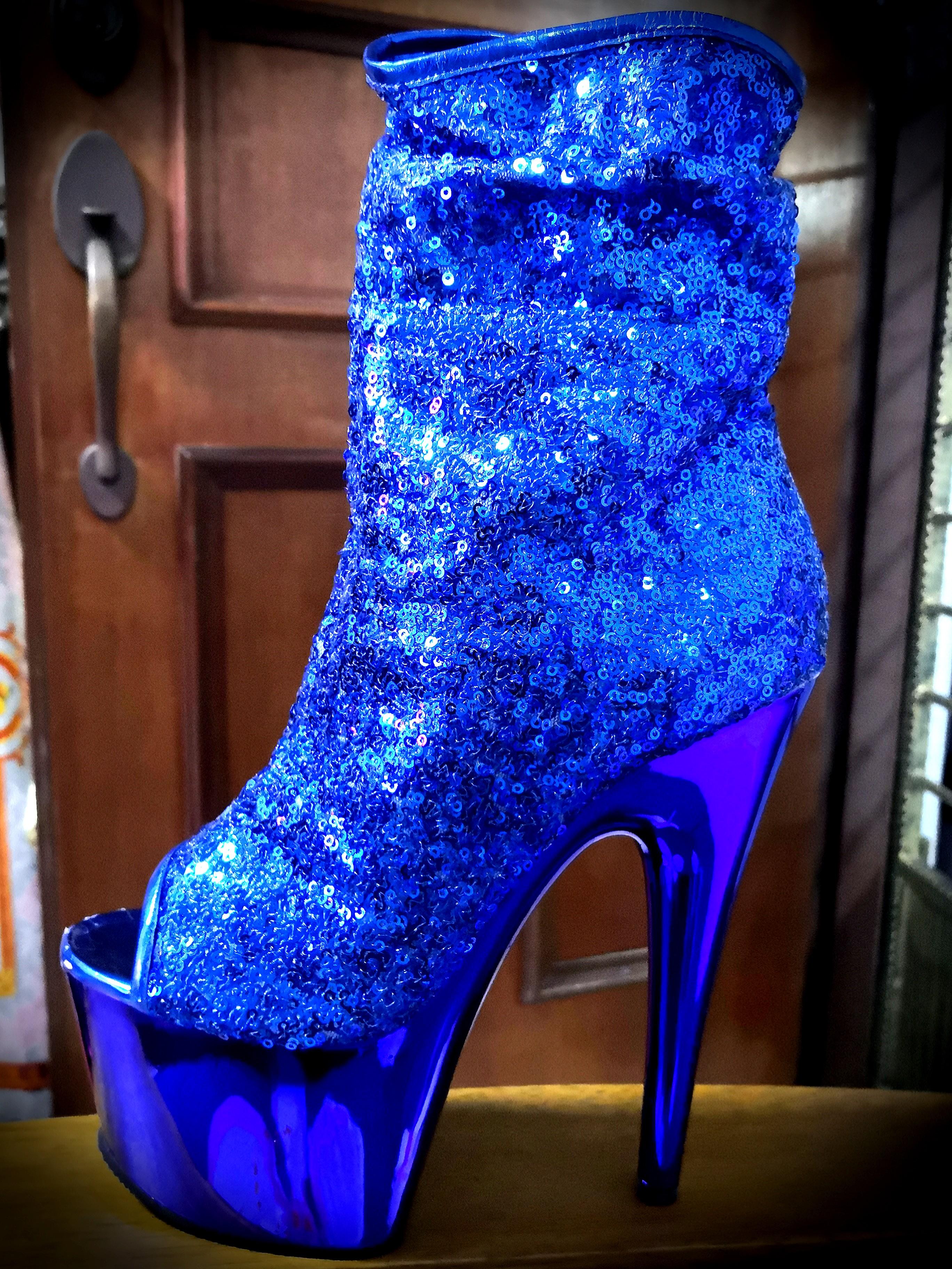 Blue sequin boots online