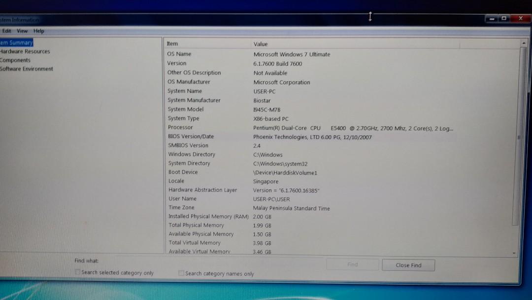 Preloved Basic dual core E5400 (Category: Computer Parts) located in Singapore. Submitted by kukunut (Listing ID 1029264052, Image 2). Description: selling Preloved Basic dual core pc preloaded windows 7 e5400 cpu 2 GB DDR 2 ram 80gb HDD basic casing 480w power supply built in graphics built in audio not for fuzzy grab and go thanks for viewing..