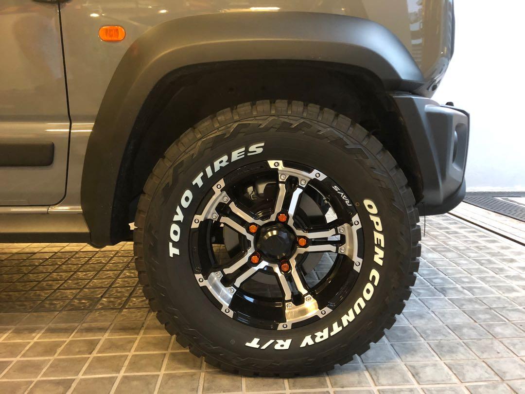 RAYS FDX-J + TOYO TIRES OPEN COUNTRY R/T 235/70R16 106Q for Jimny JB74w,  汽車配件, 車軚- Carousell