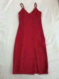 Red Dress Slim Cut with Slit