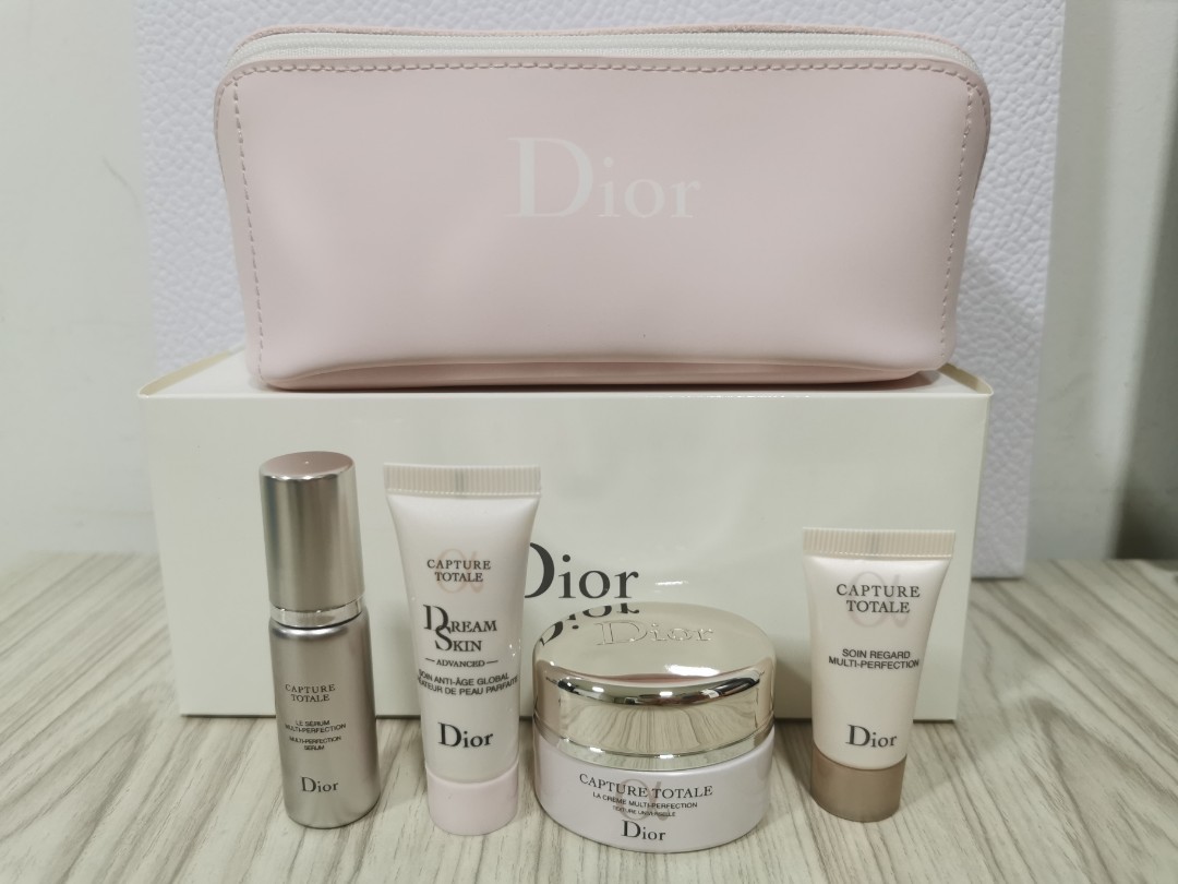 ⚡SALE ⚡Dior Capture Totale skincare 4 pieces travel size set with pink pouch