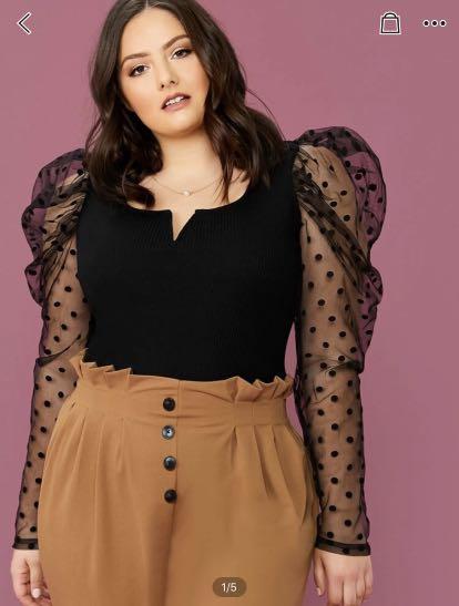sheer mesh top plus size