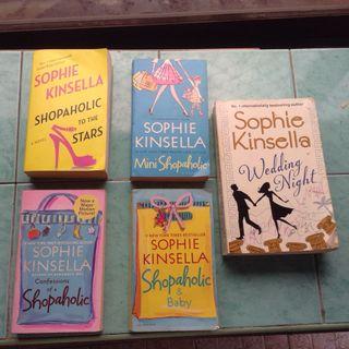 Sophie Kinsella books (Shopaholic to the stars, mini Shopaholic, confessions of a shopaholic, shopaholic & baby, wedding night)