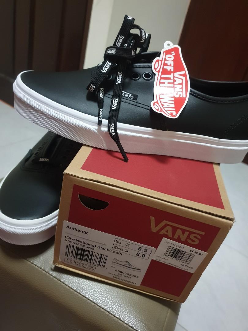 Vans Black Leather, Women's Fashion 