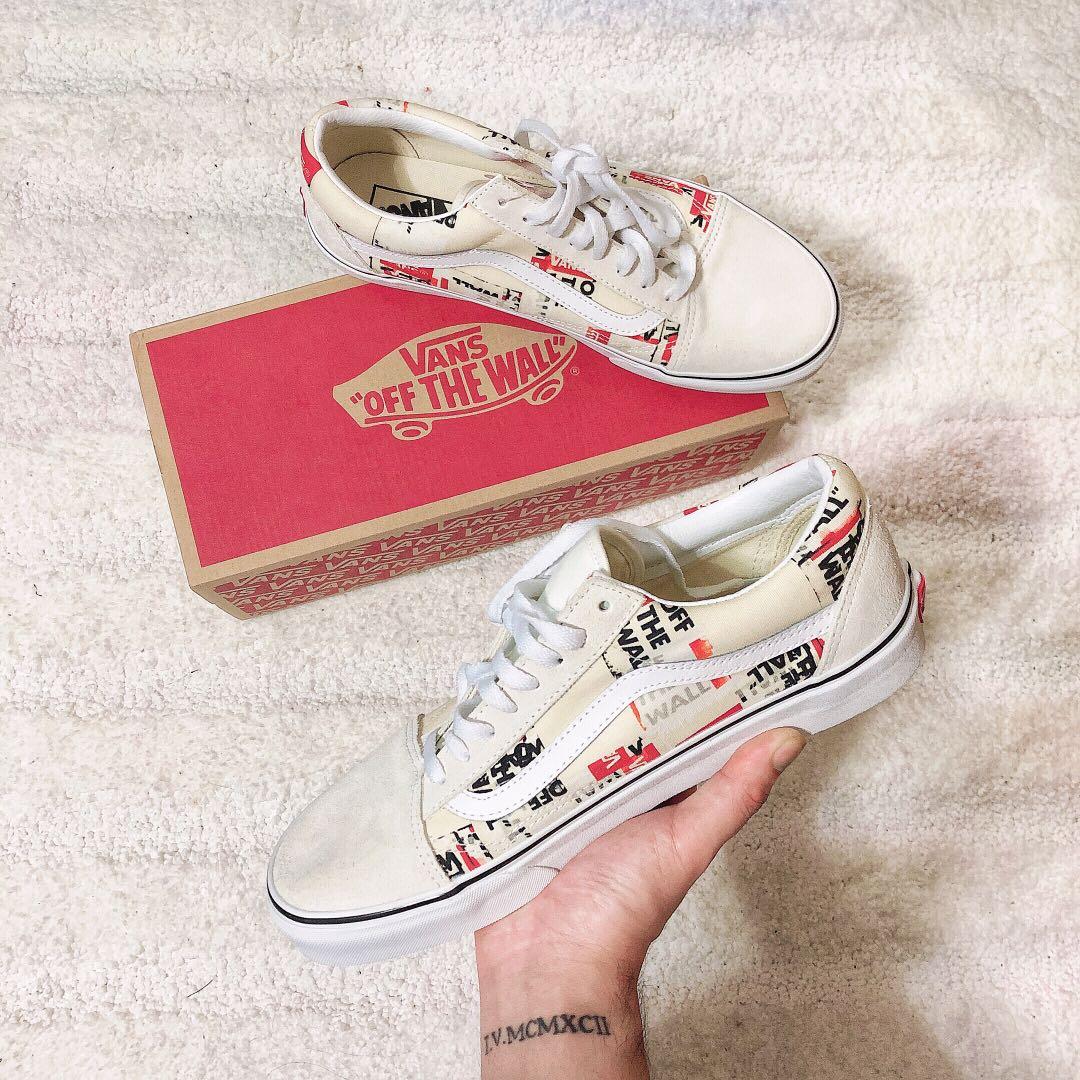 vans old skool packing tape white skate shoes