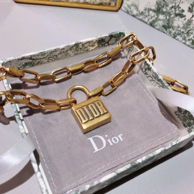 dior gold padlock necklace