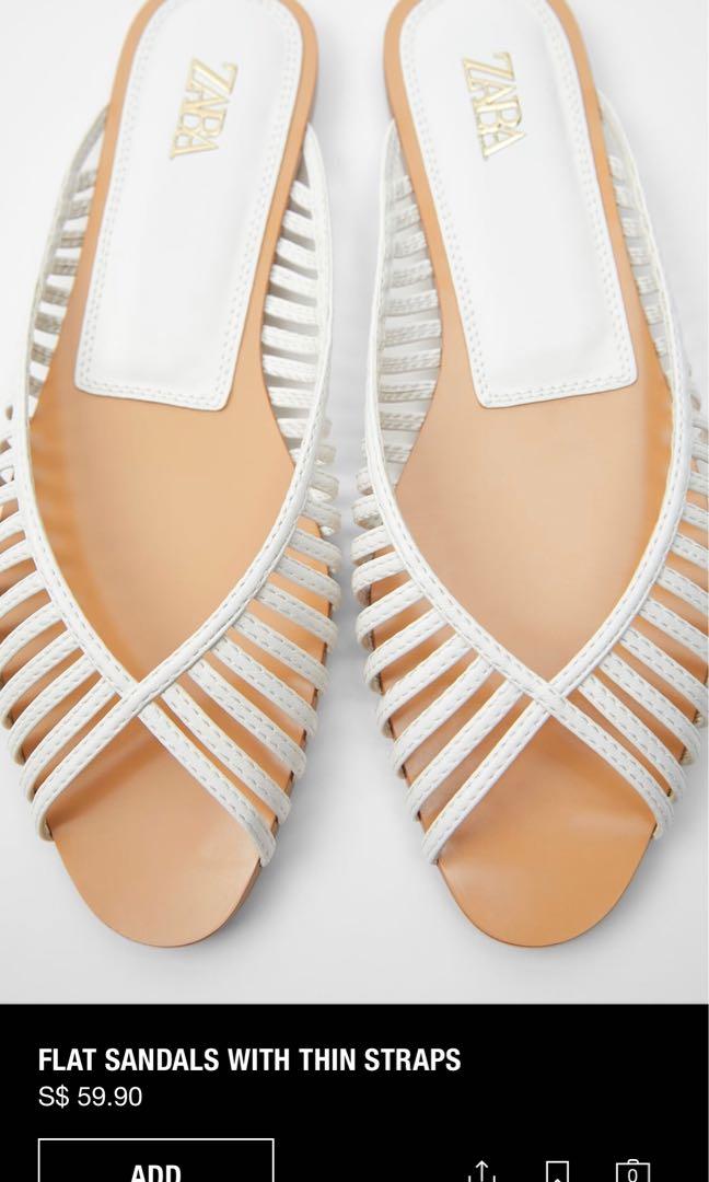 zara flat white sandals