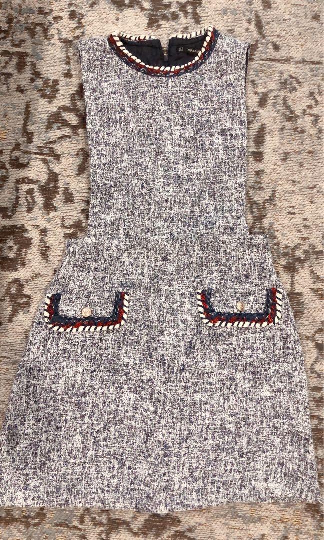 zara tweed pinafore