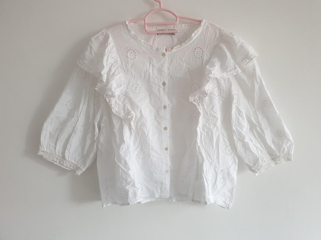 zara white lace shirt