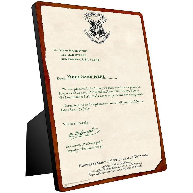 全新 Personalized Hogwarts Acceptance Letter Chromaluxe Panel 多碼, 其他, 其他