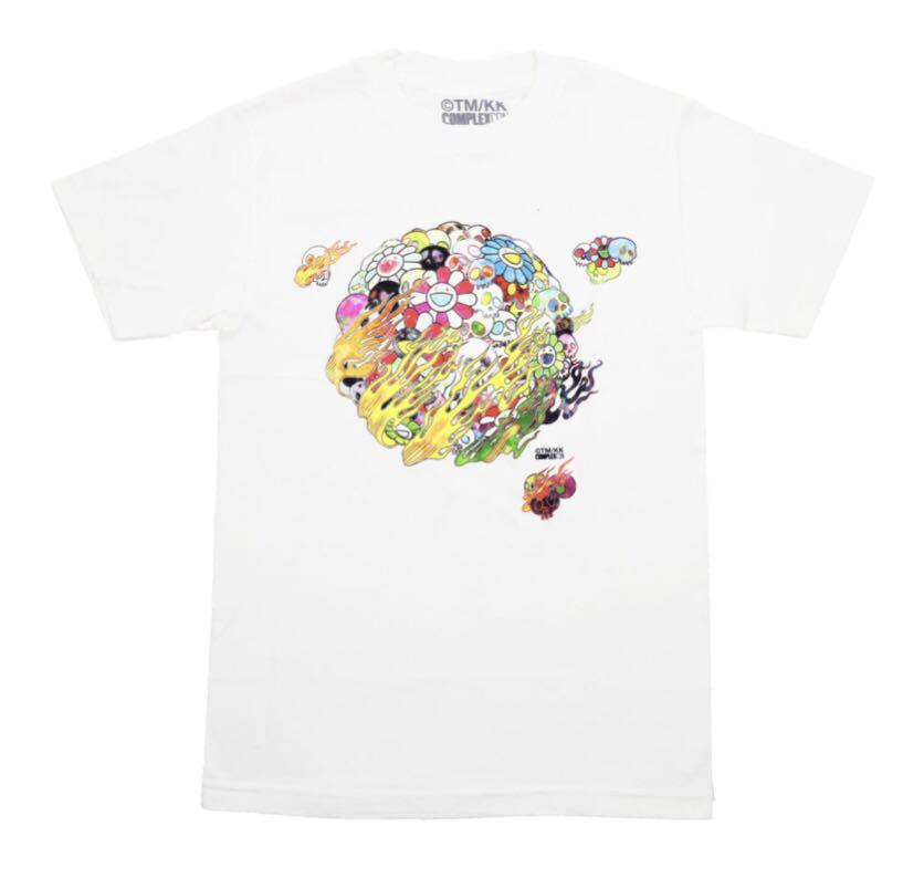 FLAMING SKULL & FLOWER TEE (WHITE) - Tシャツ/カットソー(半袖/袖なし)