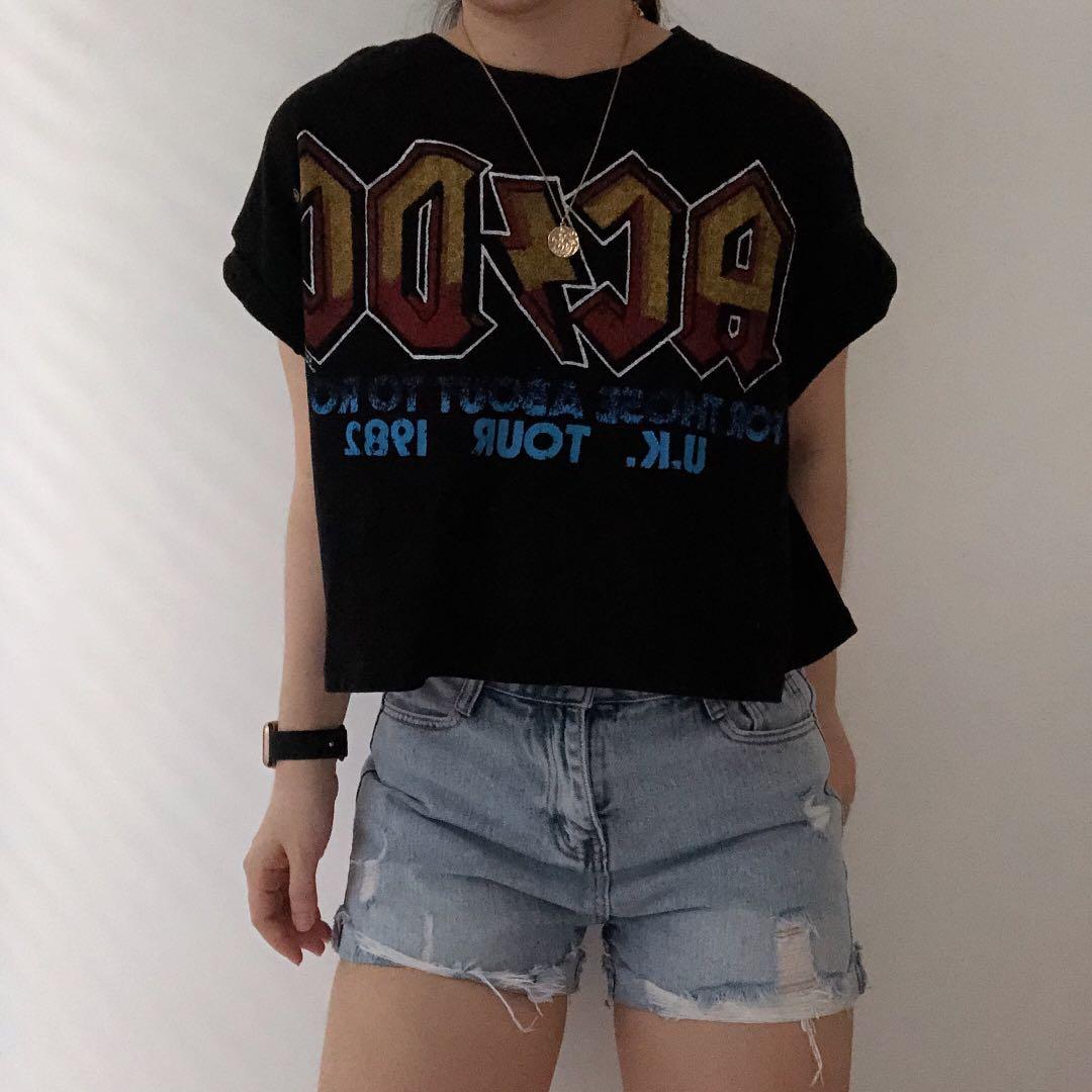 Acdc Crop Top Women S Fashion Clothes Tops On Carousell