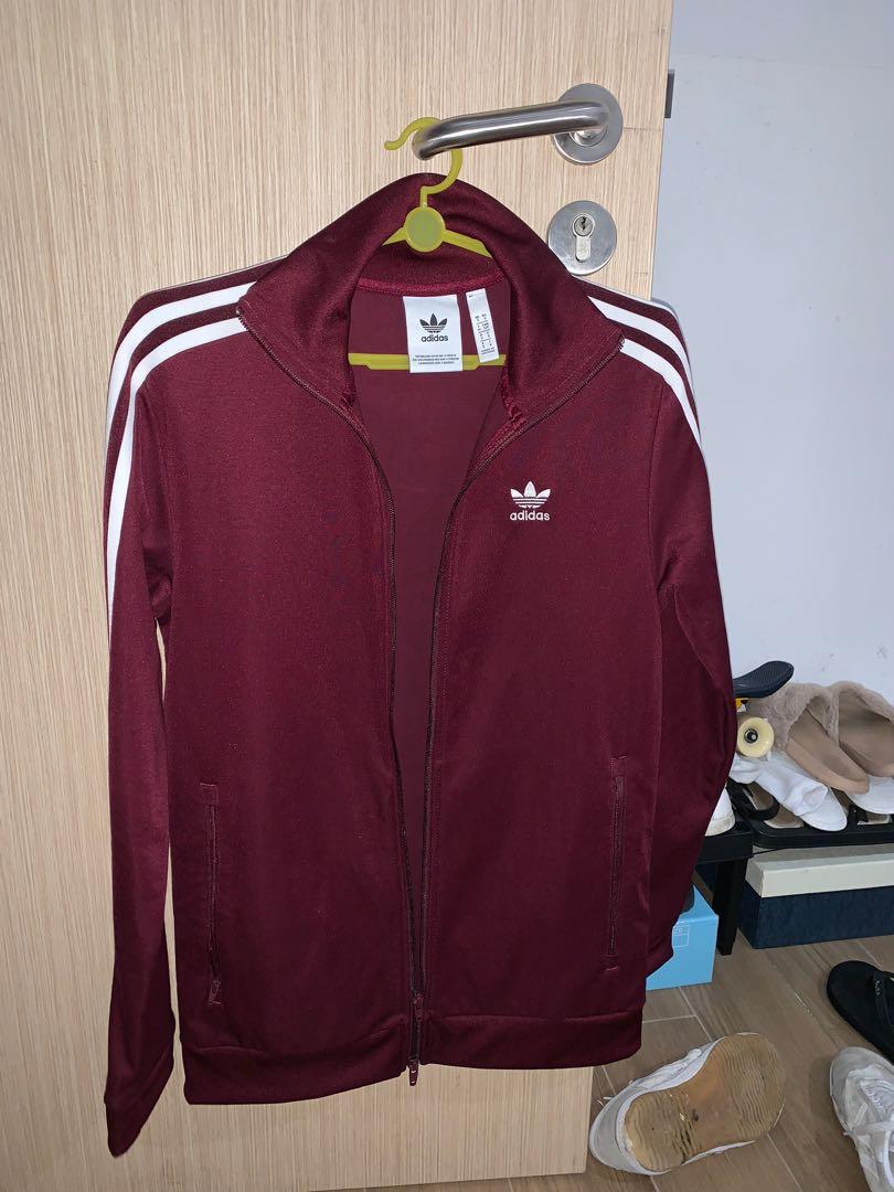 adidas track jacket maroon