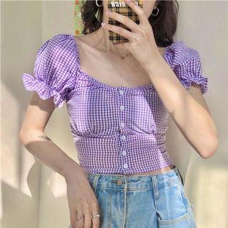 Baju Korean Lilac Crop Top yang lagi suka dijual