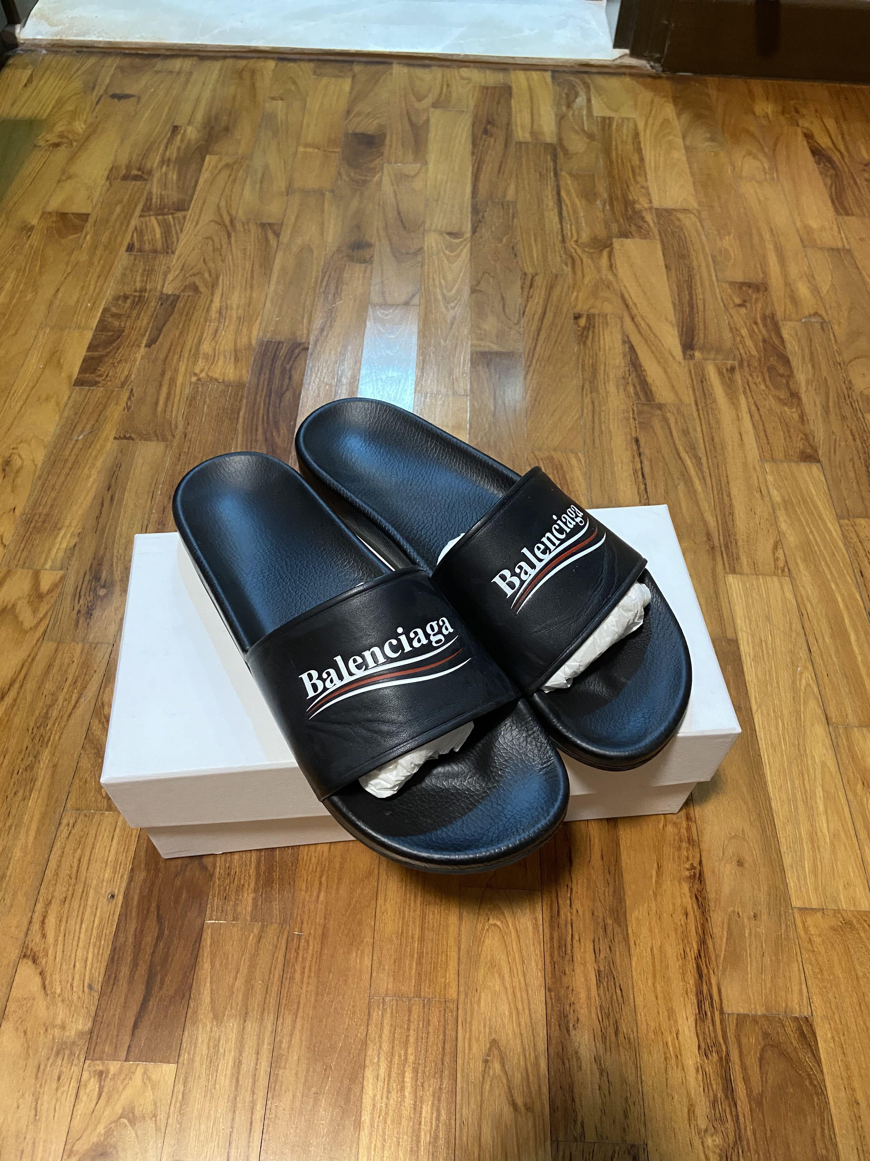 Balenciaga leather shop campaign logo slides