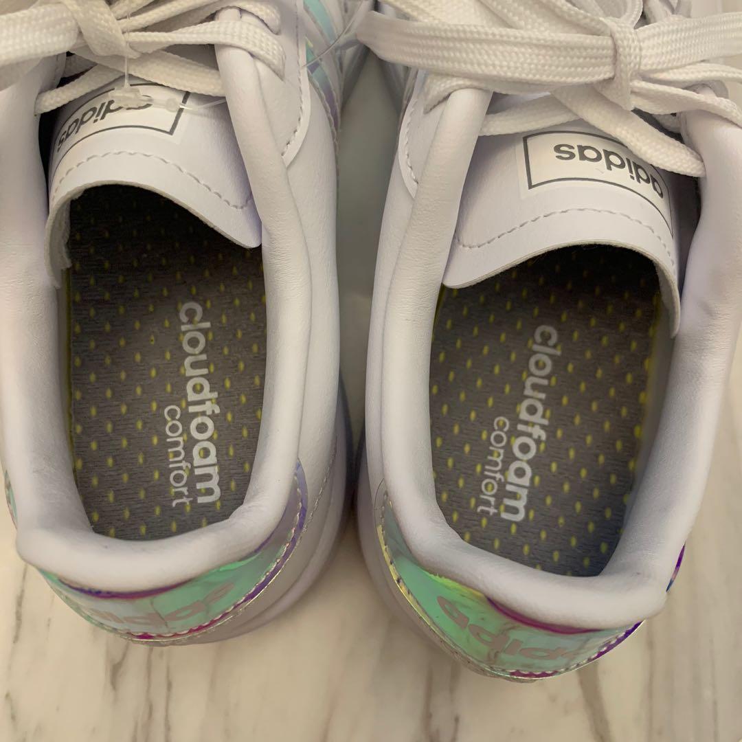 Brand New Authentic Adidas Holographic White Grand Court Sneakers in US Size 6