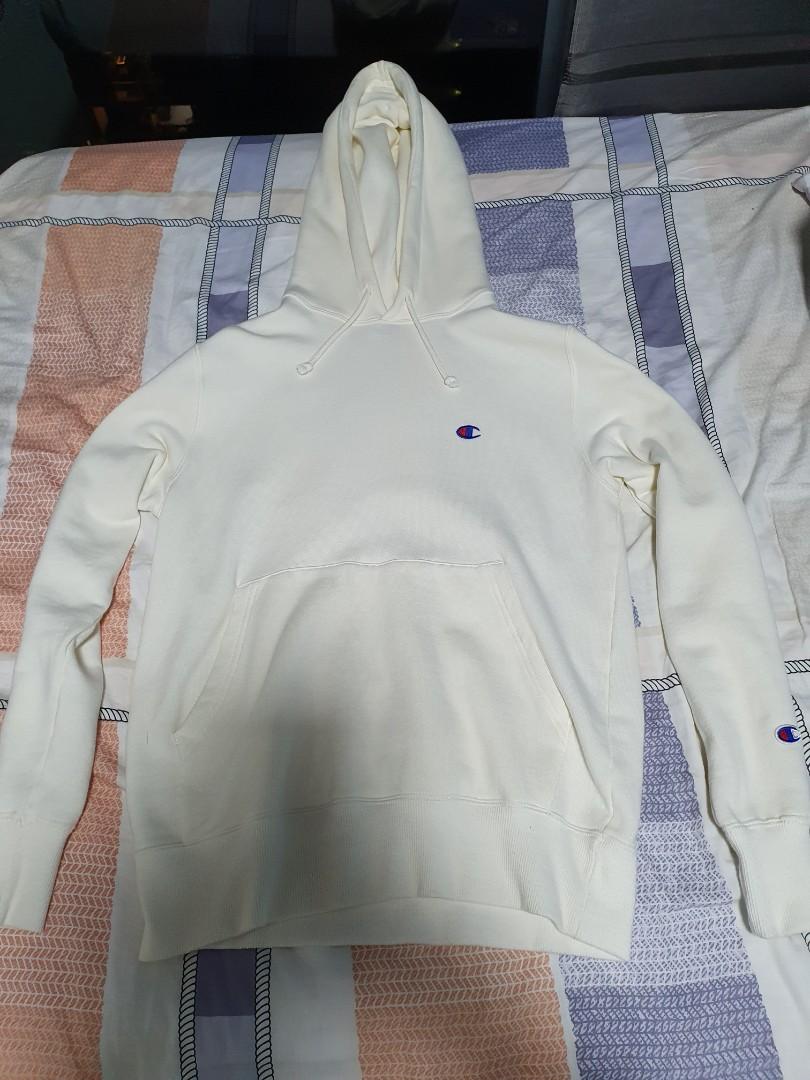 cream white champion hoodie