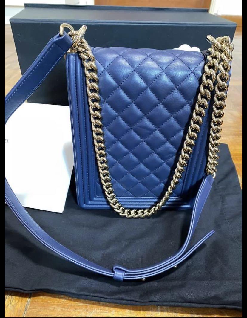 Chanel Limited Edition Light Blue Leather and Mosaic Medium Boy Bag
