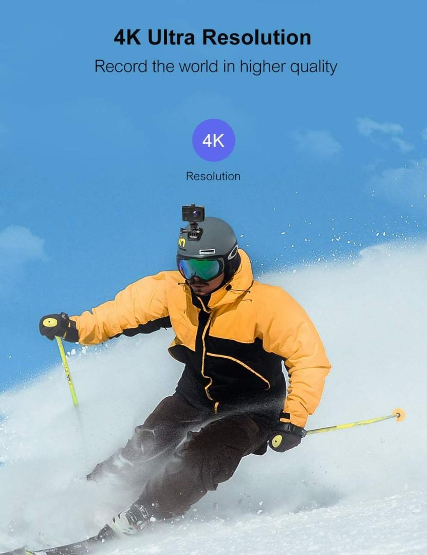 Crosstour CT8500 4K 20MP Action Camera External Microphone PC cam