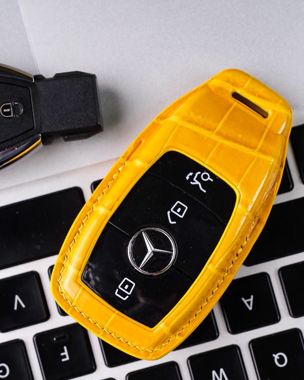 Crocodile Leather Car Key Cover for Mercedes Benz, Leather Car Key Pouch,  Key Fob Tote KC100