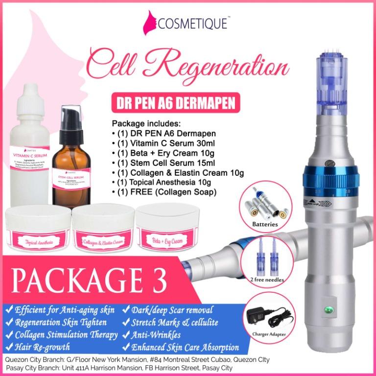 Dr Pen A6 Cell Regeneration Package 3 Dermaneedling Microneedling Dermapen Machine Complete Set With Creams Serums Also Available Facial Machine Etc Health Beauty Skin Bath Body On Carousell