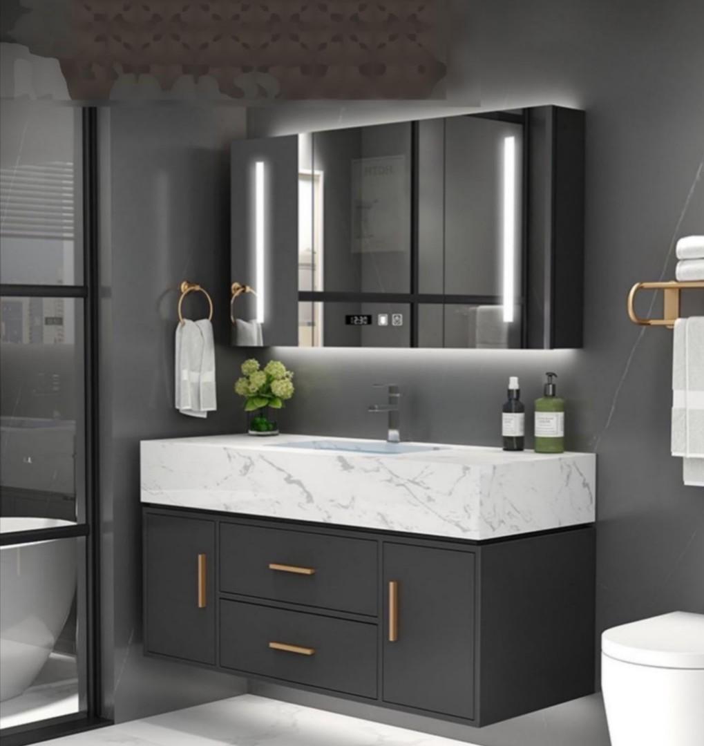 Dual Hotel Style Basin Vanity Mirror Cabinet Set Furniture Home Living Bathroom Kitchen Fixtures On Carou Dual Hotel Style Basin Vanity Mirror, Hotel Style Bathroom Vanities
