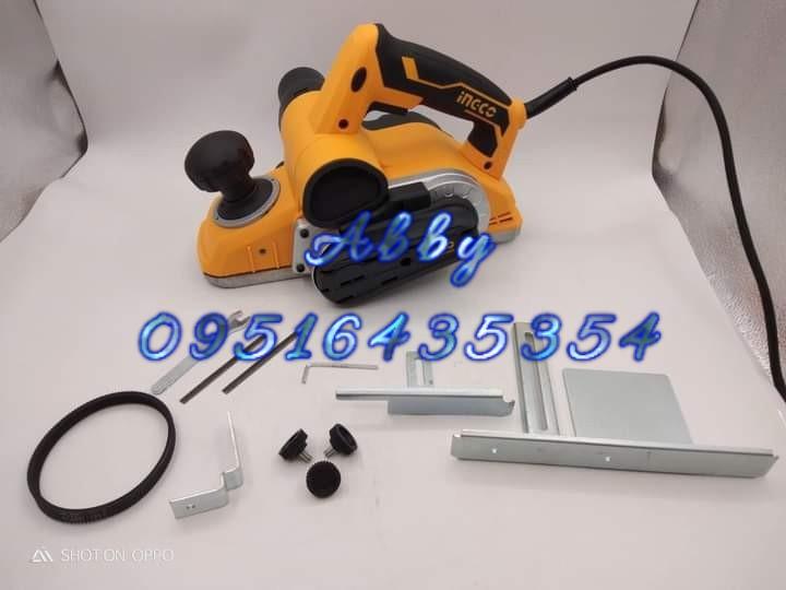 Electric Wood Planer (Category: Construction Tools & Equipment) located in Caloocan City. Submitted by abieghail (Listing ID 1029605332, Image 1). Description: INGCO Industrial Electric Wood Planer - PL10508 Model: PL10508 Electric Planer Voltage: 220-240V~50/60Hz Input Power: 1050W No-Load Speed: 16000rpm Planning Width & Depth: 82X3mm Heavy Duty Aluminum Base Aluminum Side Cover Self-Cooling Belt System FREE: With 2 pcs. Planing Blades With 1 p
