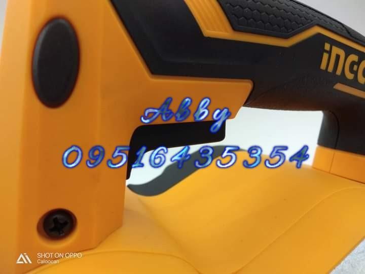 Electric Wood Planer (Category: Construction Tools & Equipment) located in Caloocan City. Submitted by abieghail (Listing ID 1029605332, Image 3). Description: INGCO Industrial Electric Wood Planer - PL10508 Model: PL10508 Electric Planer Voltage: 220-240V~50/60Hz Input Power: 1050W No-Load Speed: 16000rpm Planning Width & Depth: 82X3mm Heavy Duty Aluminum Base Aluminum Side Cover Self-Cooling Belt System FREE: With 2 pcs. Planing Blades With 1 p