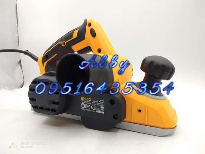 Electric Wood Planer (Category: Construction Tools & Equipment) located in Caloocan City. Submitted by abieghail (Listing ID 1029605332, Image 2). Description: INGCO Industrial Electric Wood Planer - PL10508 Model: PL10508 Electric Planer Voltage: 220-240V~50/60Hz Input Power: 1050W No-Load Speed: 16000rpm Planning Width & Depth: 82X3mm Heavy Duty Aluminum Base Aluminum Side Cover Self-Cooling Belt System FREE: With 2 pcs. Planing Blades With 1 p