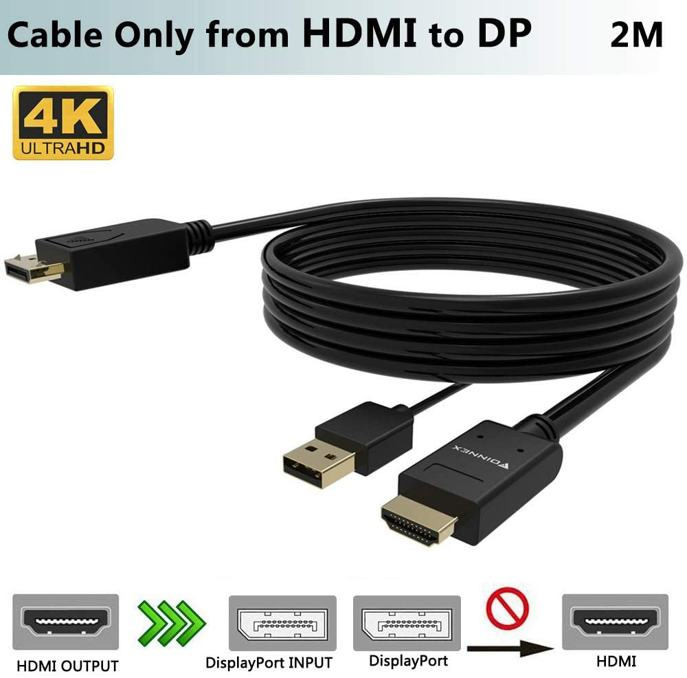 FOINNEX HDMI to DisplayPort Adapter, Not Bidirectional HDMI to Display  Port, only from HDMI Output to DP Input 4K@60Hz HDMI Male to Display Port