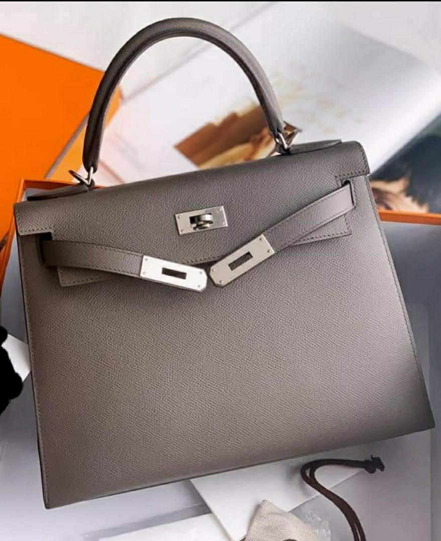 LuxurySelective on X: Hermes Kelly 28 Gris Etain Epsom Gold