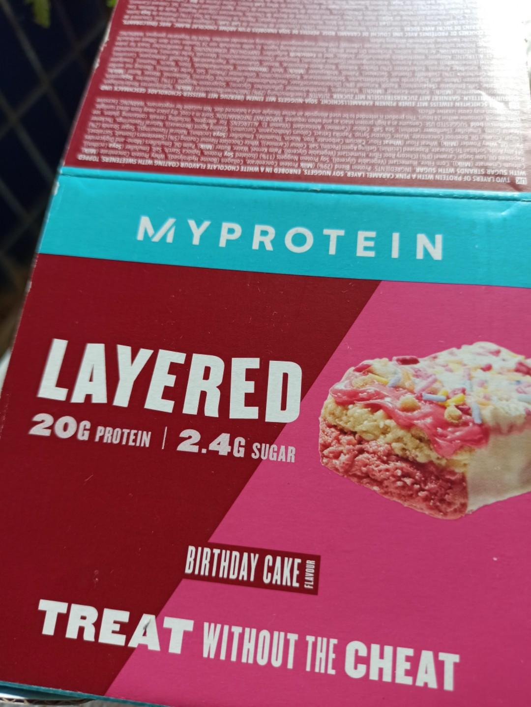 MyProtein Layered protein bar (birthday cake), Food & Drinks, Chilled