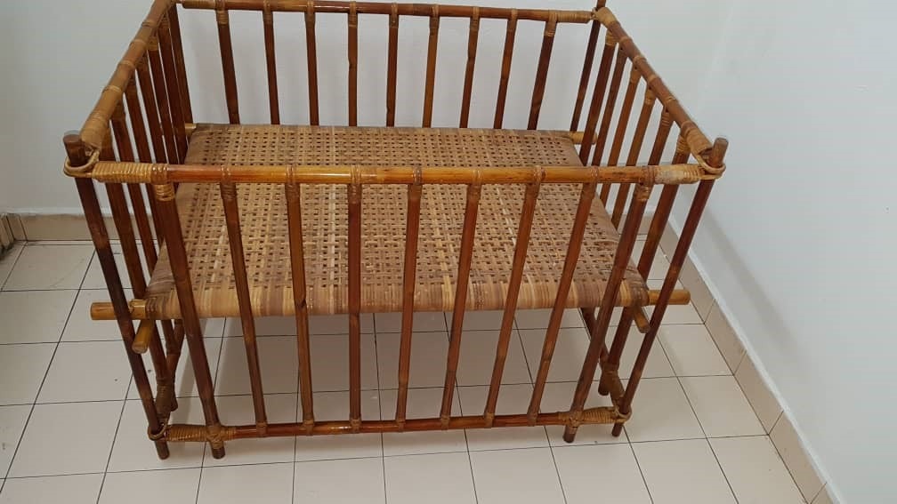 rattan baby cot