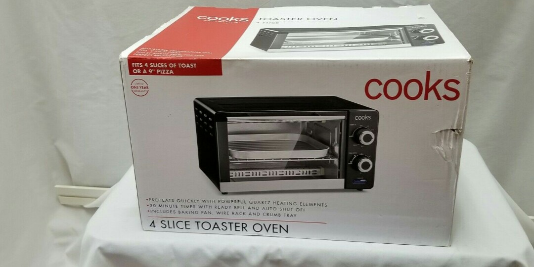 New in box Cooks 4 slice toaster oven Model LO100200., 傢俬＆家居, 浴室、廚房用品配件