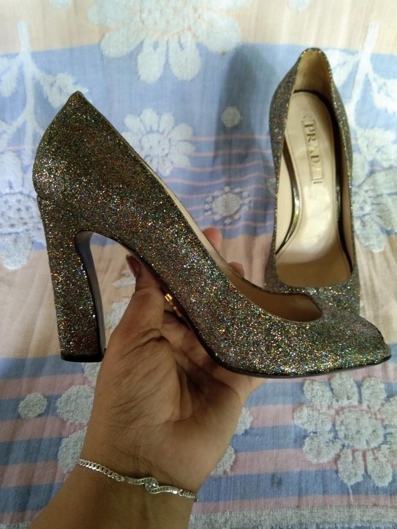 prada glitter heels