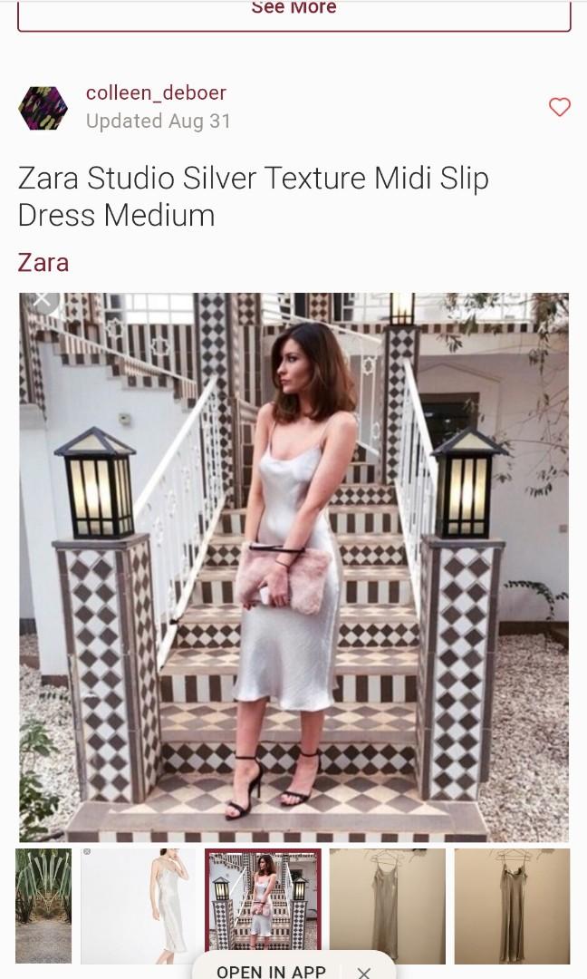 zara silver slip dress