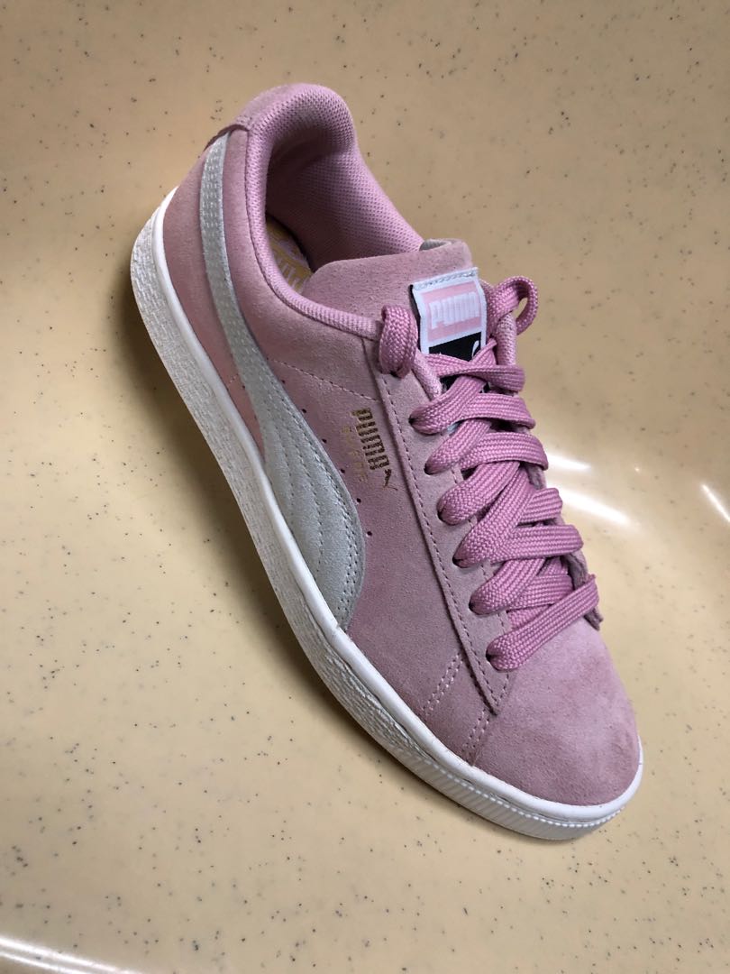 Suede Pink/Puma White, Women's Fashion, Sneakers on Carousell