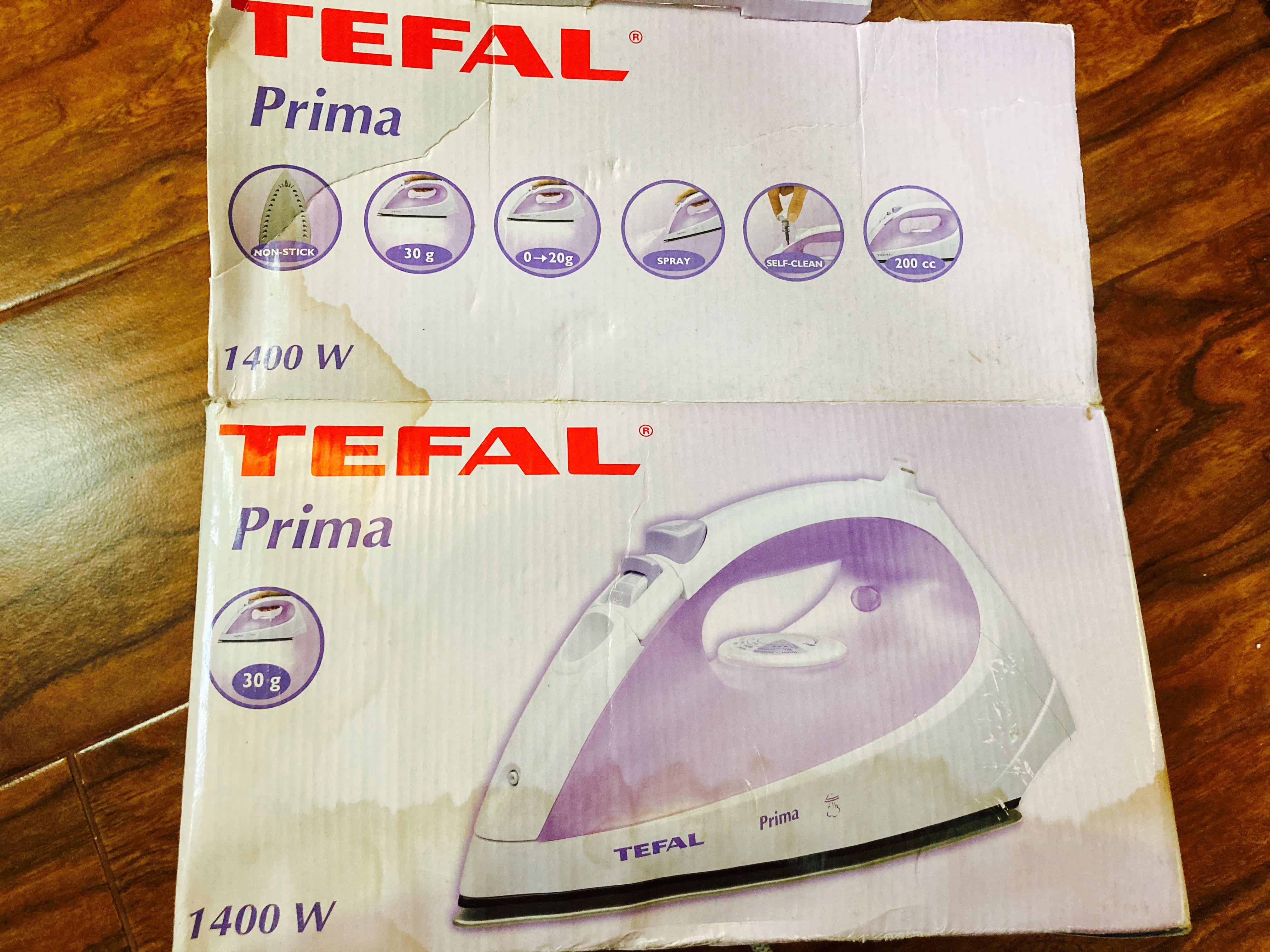 Tefal Prima Nonstick Sole Plate Steam Iron 1400w, 傢俬＆家居, 浴室、廚房用品配件