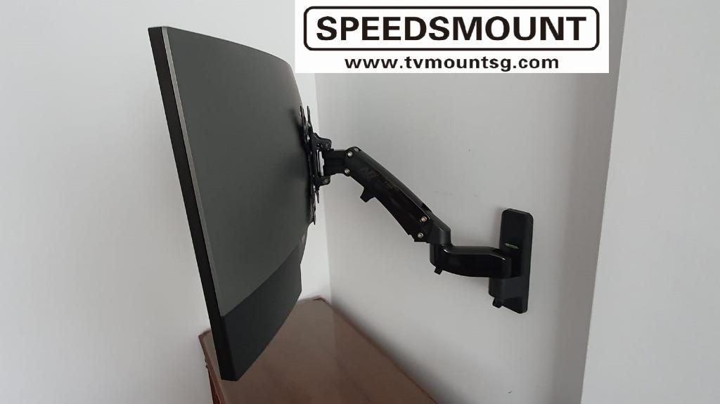 TV monitor bracket wall mounting upside down adjustable gas strut, TV