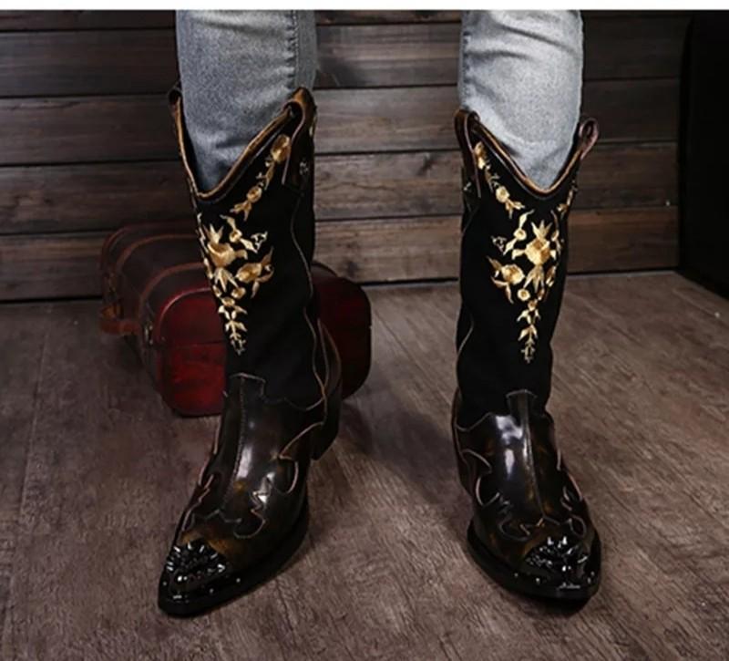 Gold cowboy boots mens on sale