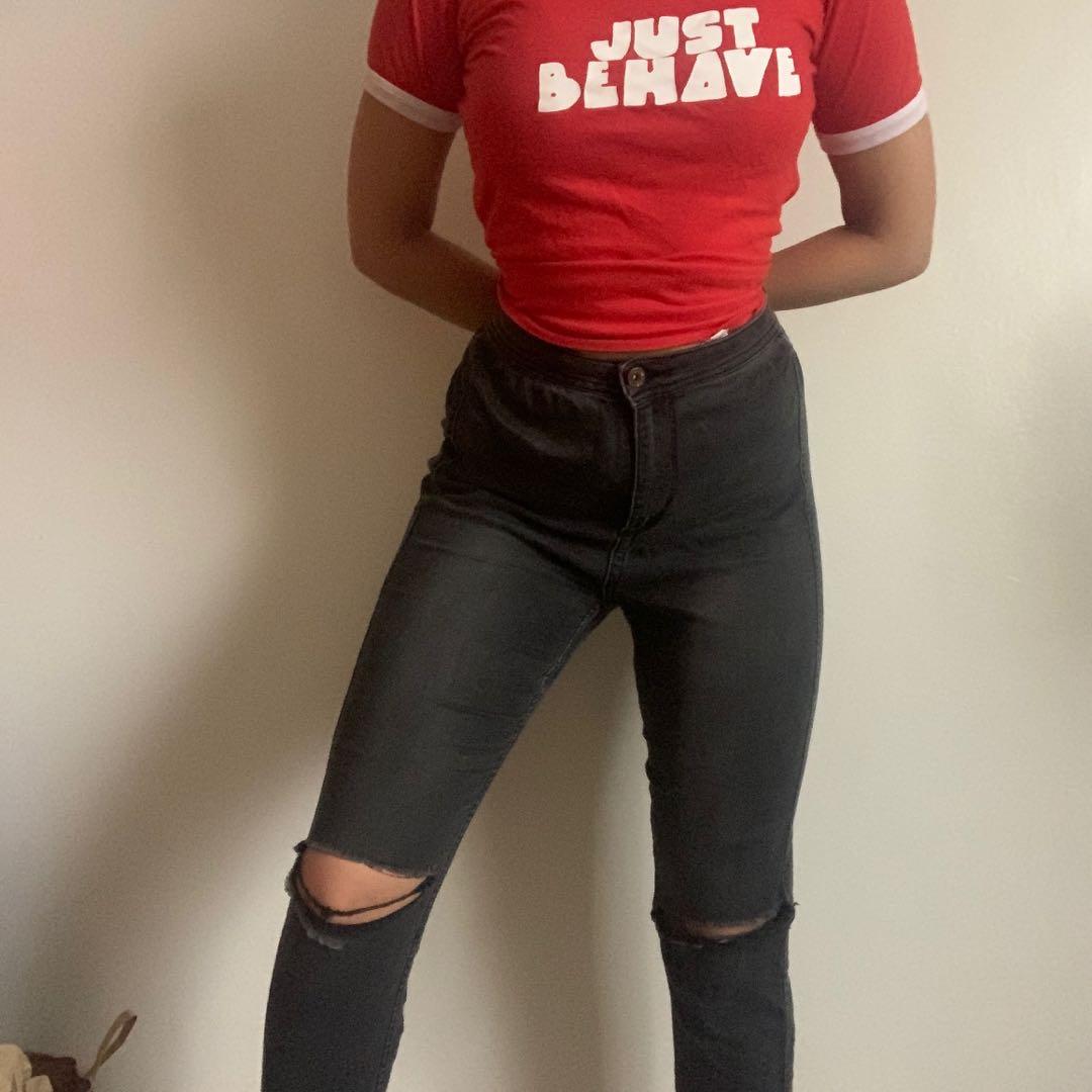 high waisted washed out jeans