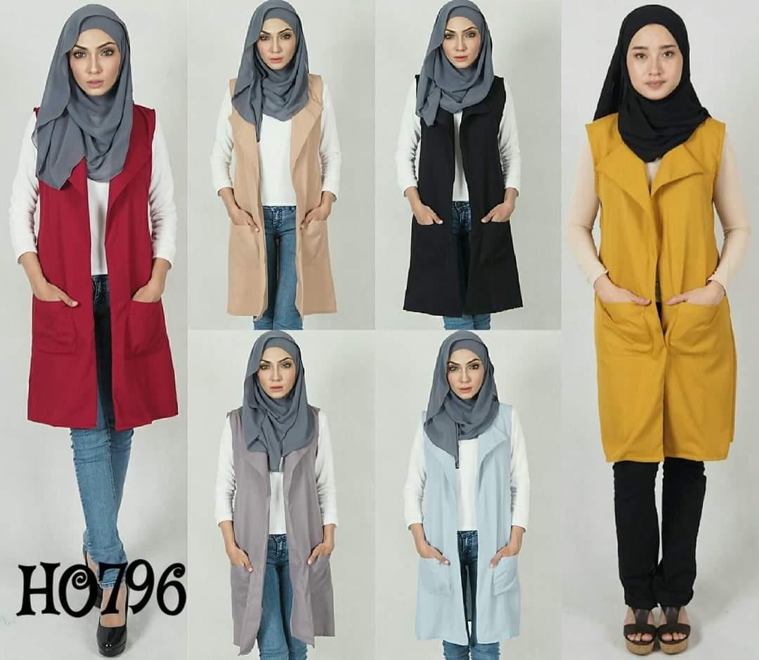 XXS 10XL HO796 OUTER CARDIGAN SLEEVELESS WEAR MUSLIMAH PLUS SIZE