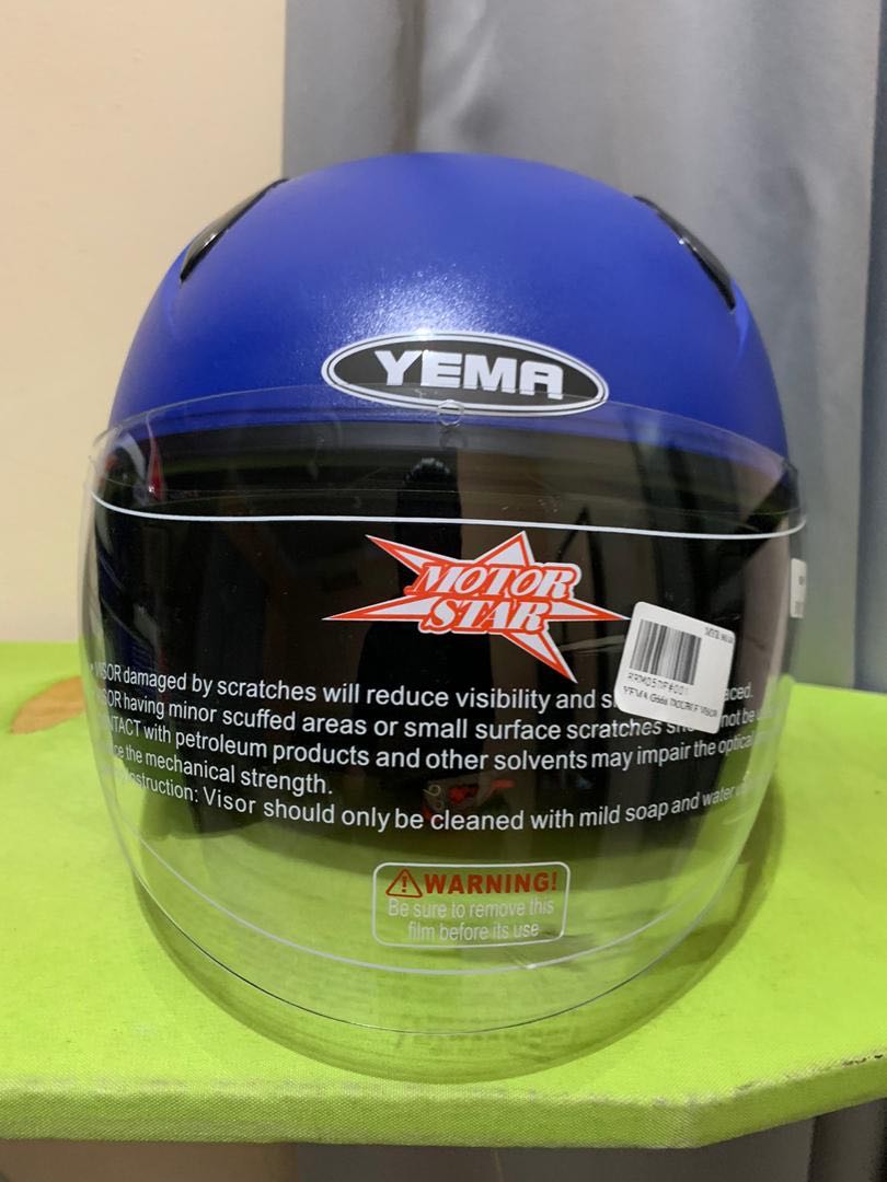 Yema Half Cut Helmet G668 Double Visor, Auto Accessories on Carousell
