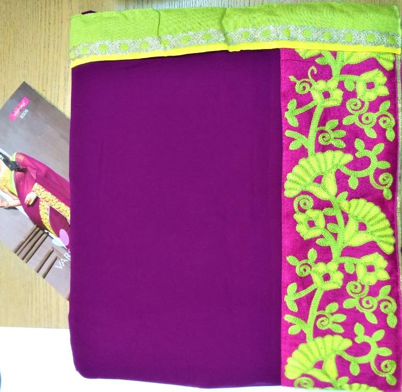55 CHEAPEST DESIGNER CHIFFON SAREE WITH EMBROIDERED SARI BLOUSE