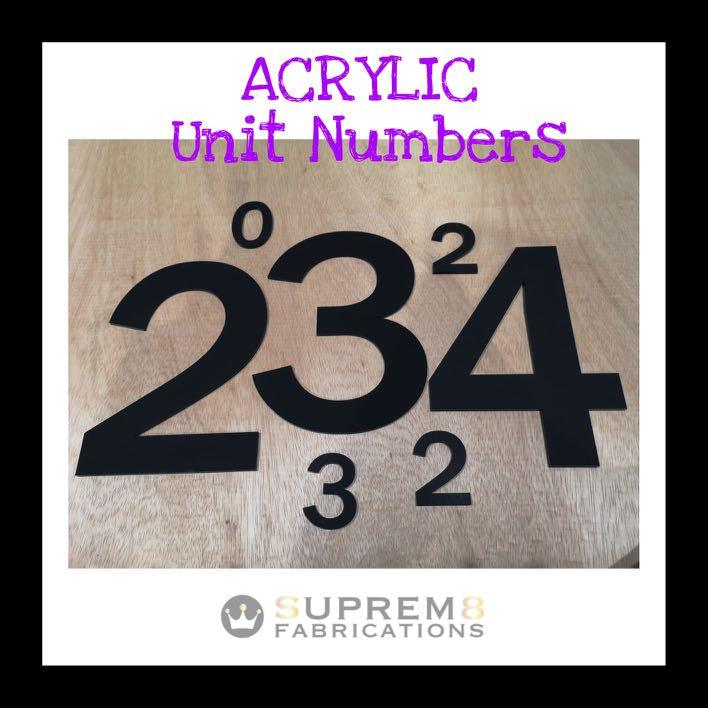 Acrylic unit number signage, Hobbies & Toys, Stationery & Craft, Art ...