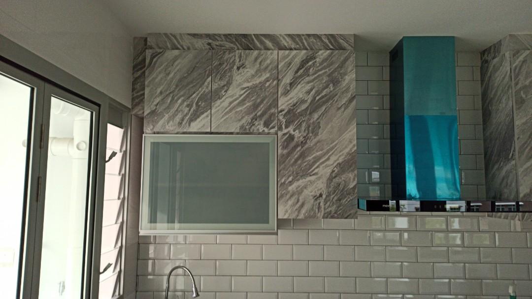 Aluminium frame glass door with Blum lift system for kitchen