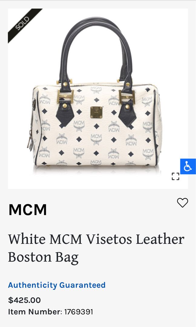 Authentic MCM Monogram White Visetos Boston bag, Luxury, Bags