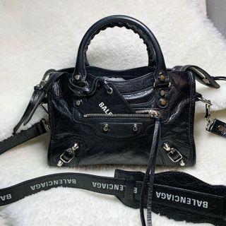 balenciaga mini city logo strap