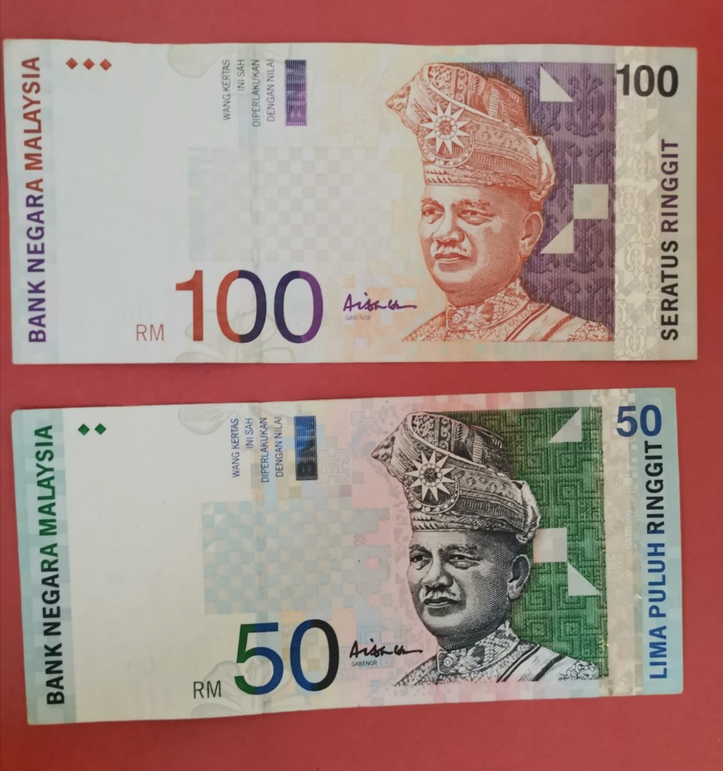 Duit Lama Malaysia Ringgit 10th Series RM 100 & RM 50, Hobbies & Toys
