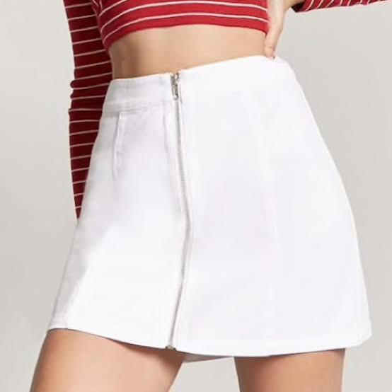forever 21 white denim skirt